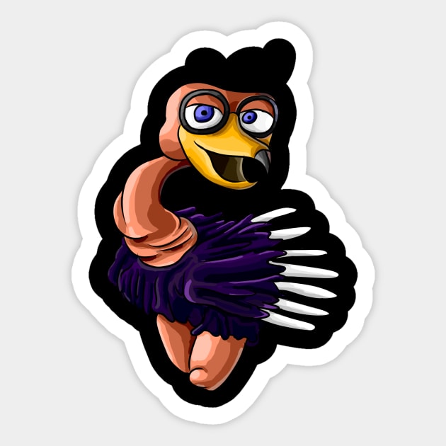 Ozzie the ostrich of willy's wonderland Sticker by Super-TS